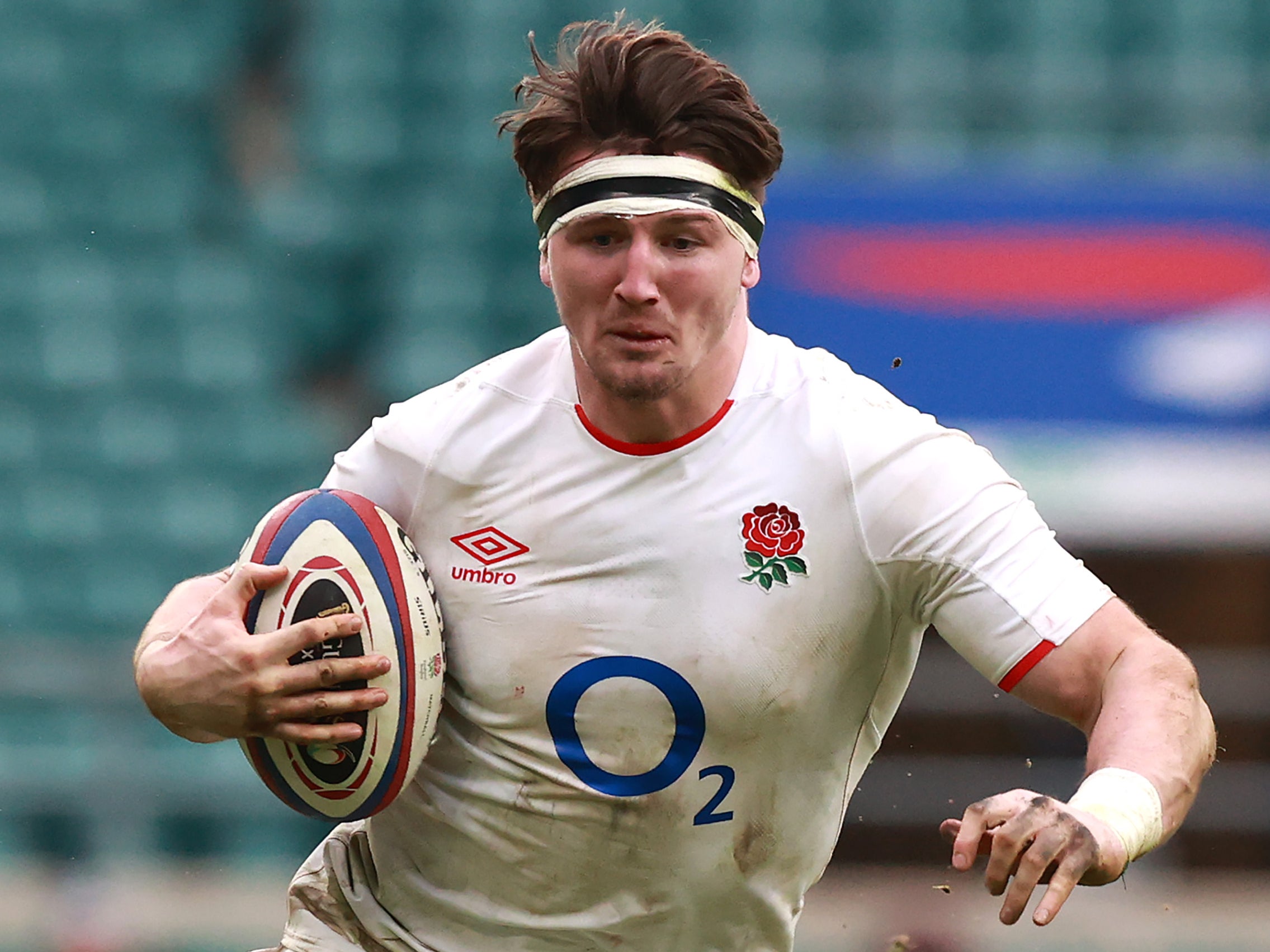 Tom Curry in action for England during the Six Nations