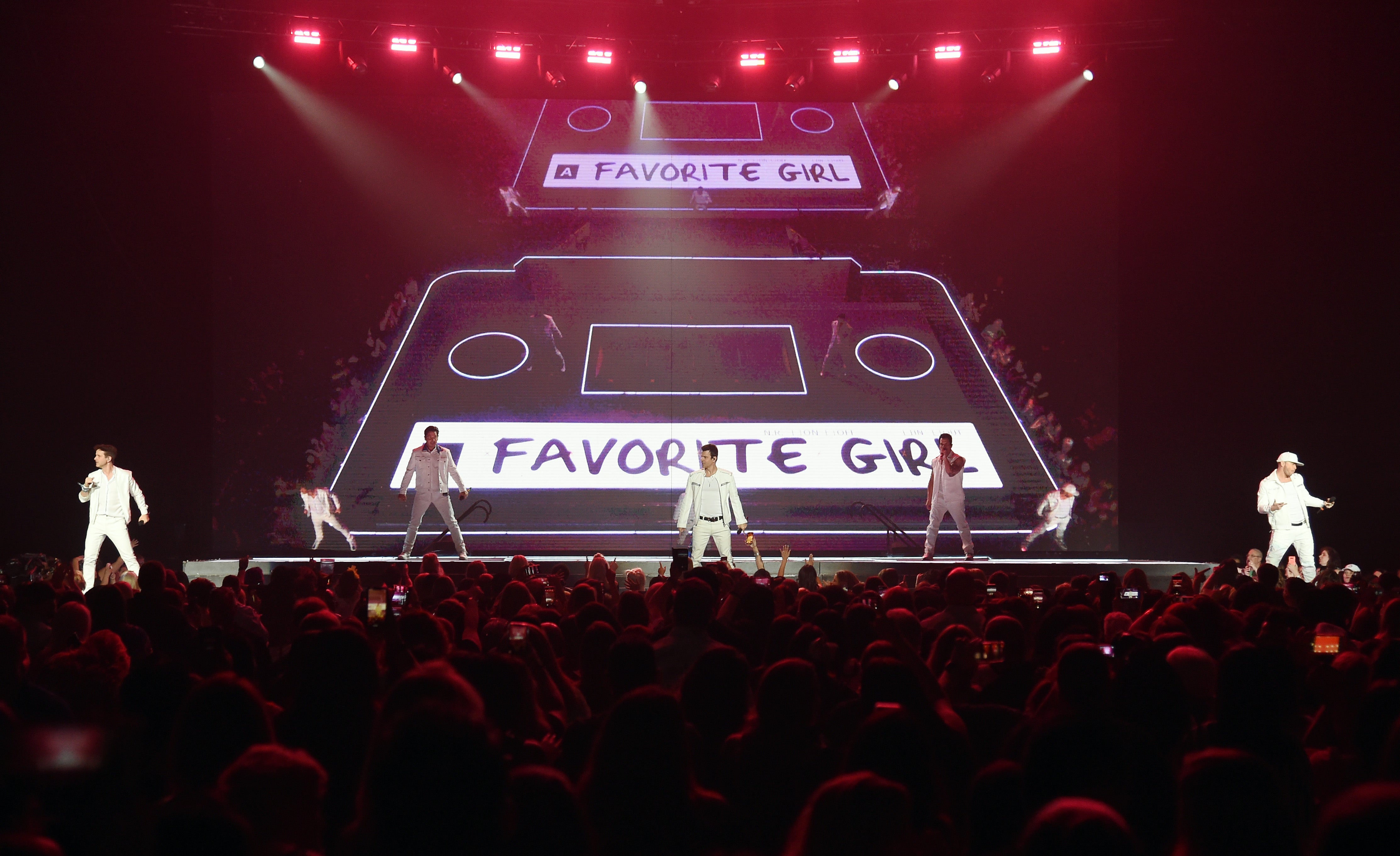 1980s and 1990s favourites, New Kids on the Block, pictured in 2019 during their come back concert in Las Vegas, titled The Mixtape Tour.