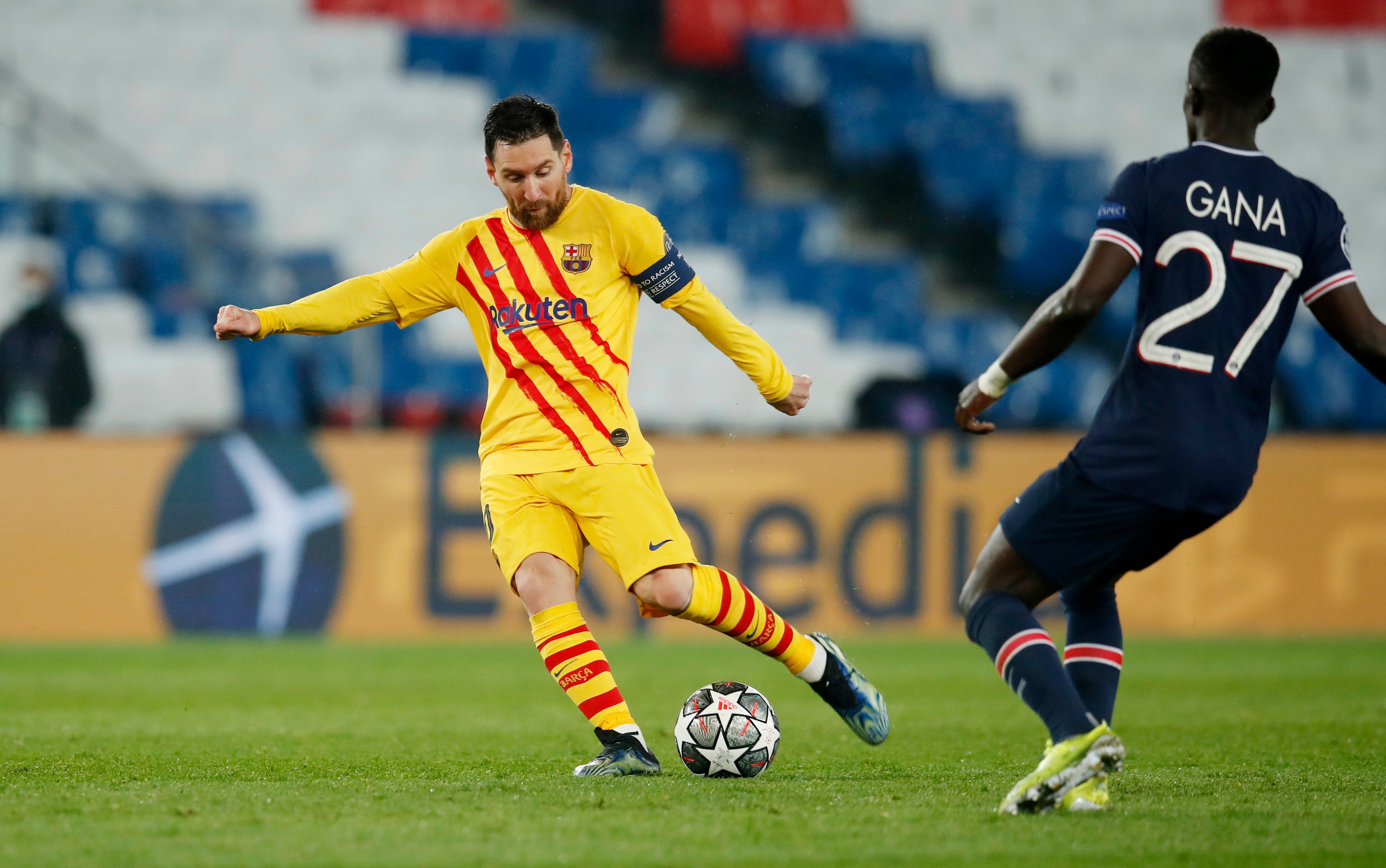 Lionel Messi smashes home Barcelona’s first-half goal