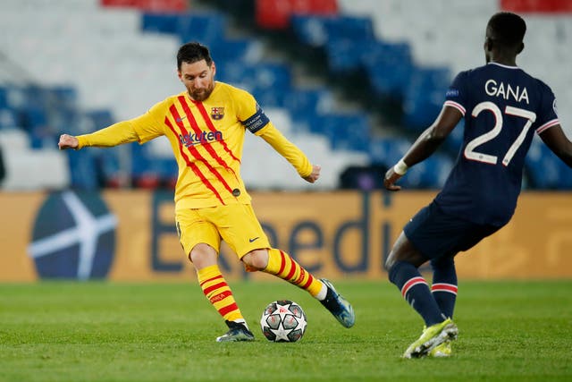 Lionel Messi smashes home Barcelona’s first-half goal