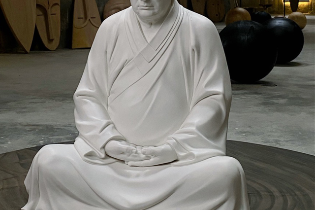 <p>A white porcelain statue of Donald Trump posed like the Buddha is available on the Chinese shopping website Taobao</p>