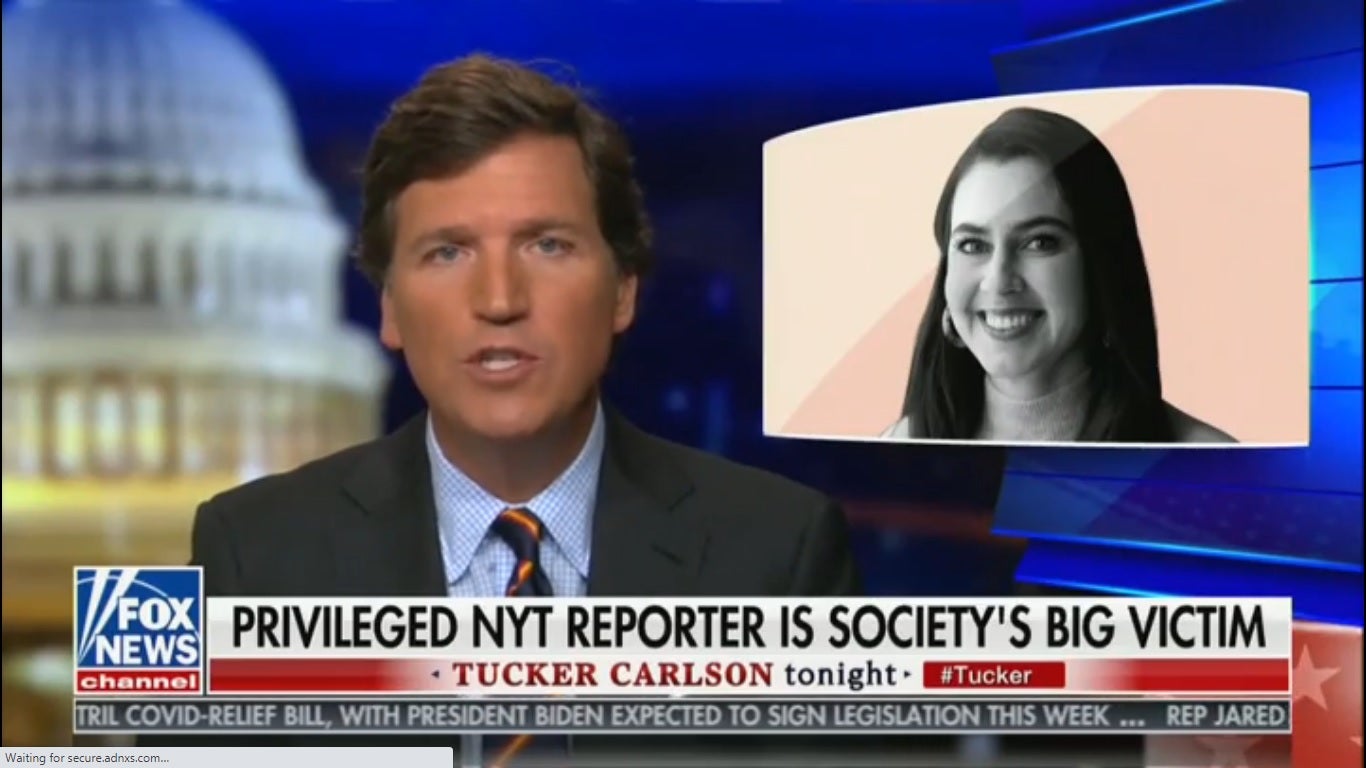 <p>Tucker Carlson’ comment about New York Times journalist were accused of harrasment</p>