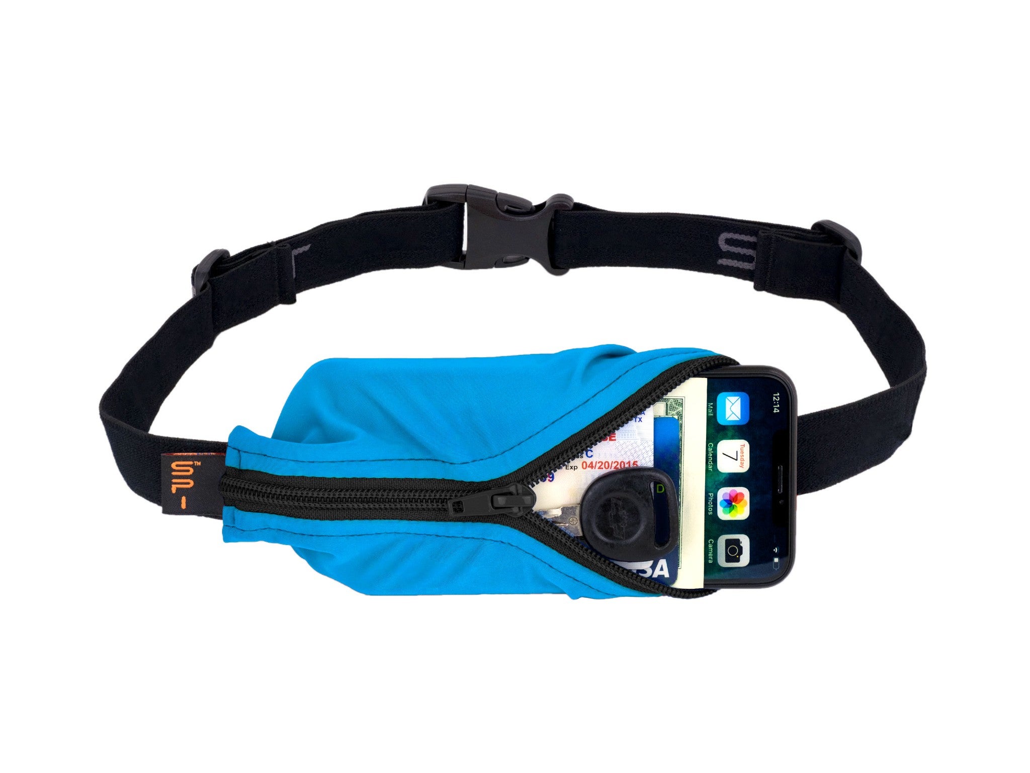 L Unisex Elasticated Running Yoga Waist Belt Bag Zip Pouch Red Belt 