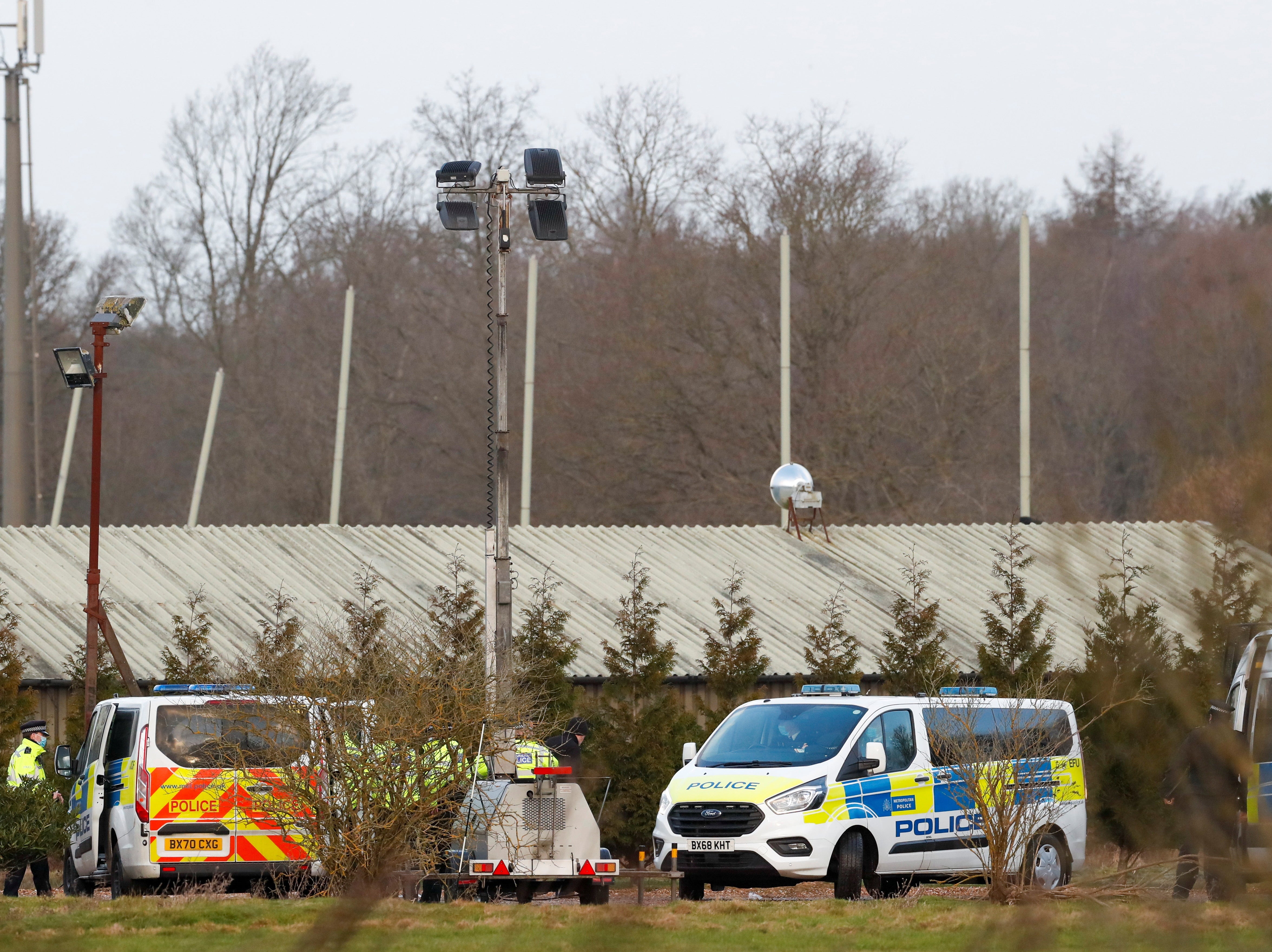 Police officers at the Great Chart Golf & Leisure Country Club in Ashford, Kent, on 11 March