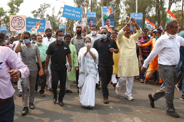 <p>Mamata Banerjee while going to file her nomination from Nandigram, ahead of the state assembly polls</p>