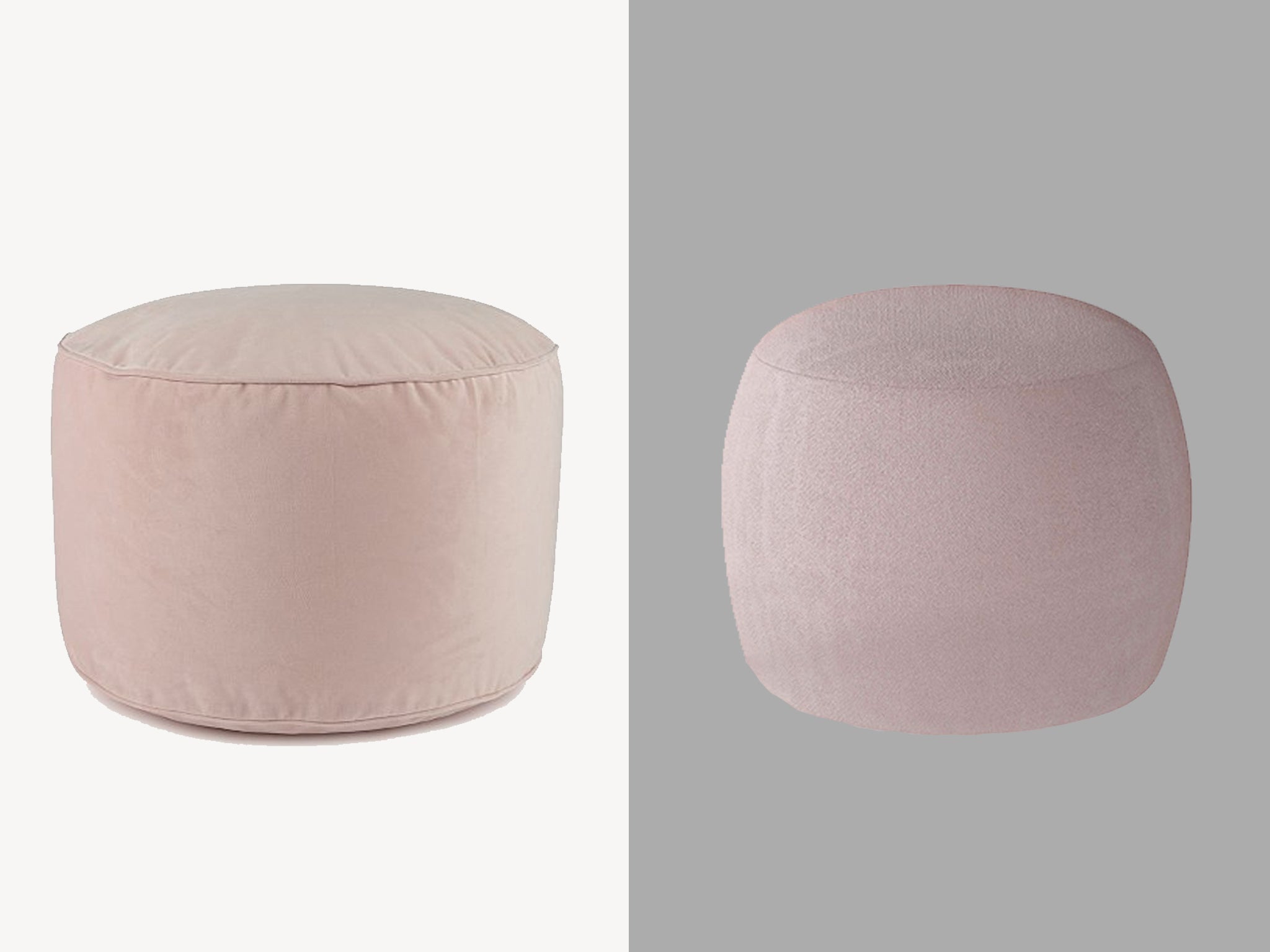 Asda’s pouffe on the left, and Loaf’s on the right