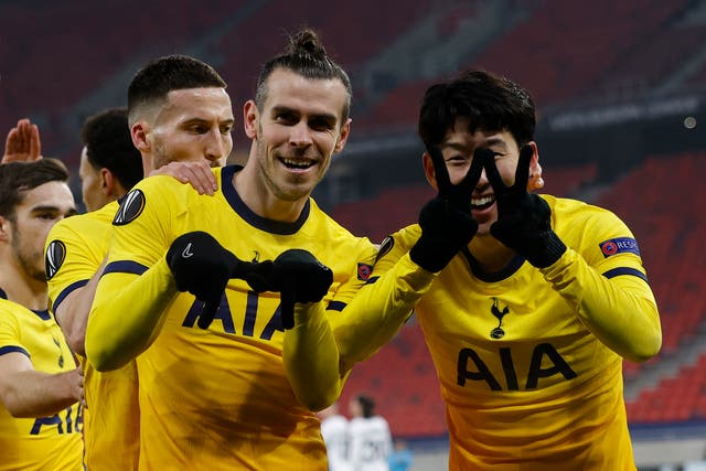Gareth Bale and Son Heung-min celebrating a Spurs goal