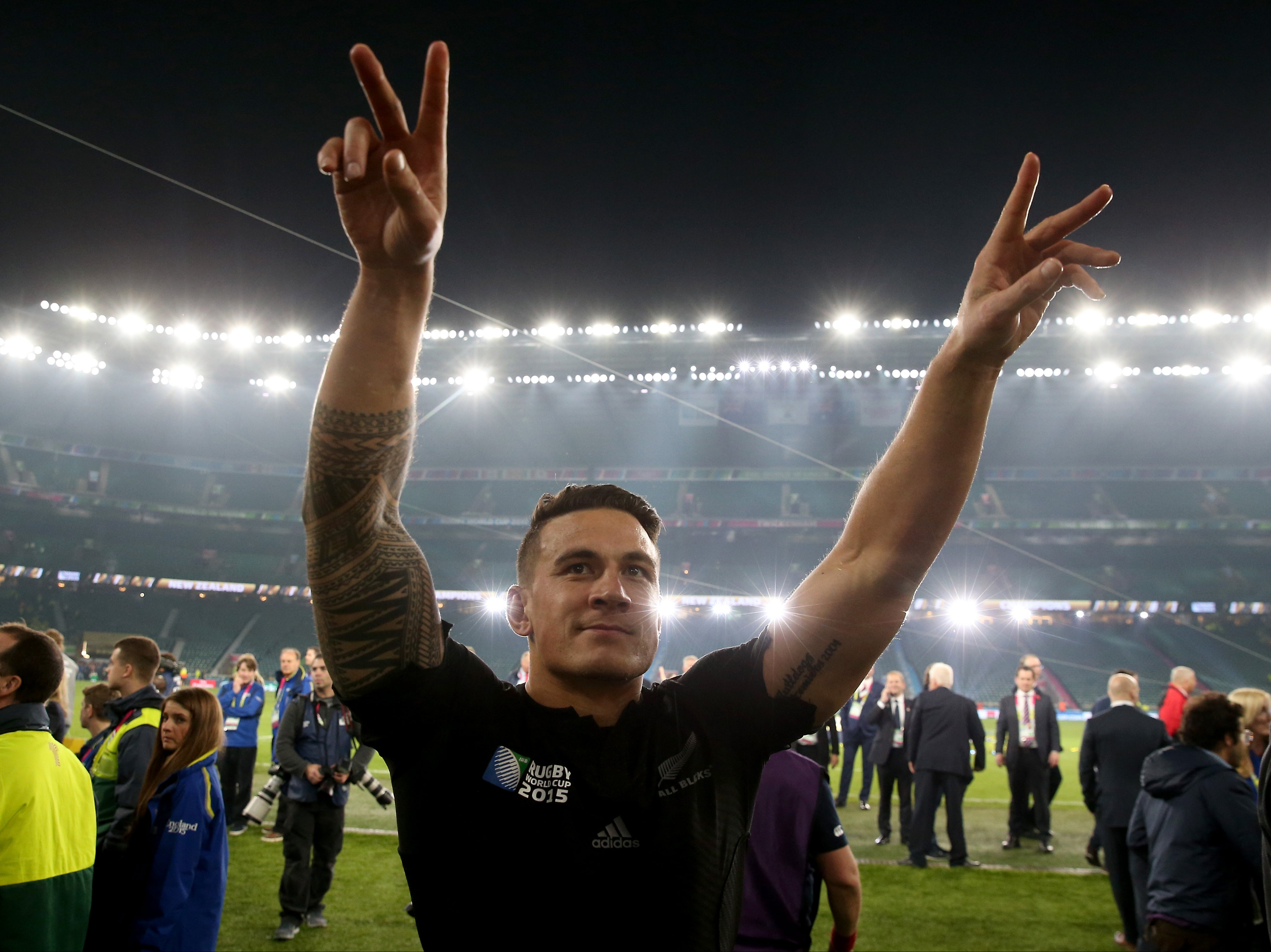 Sonny Bill Williams celebrates after New Zealand’s 2015 Rugby World Cup triumph