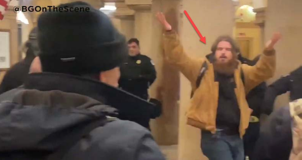 <p>The FBI says video footage shows John Daniel Andries at the Capitol riot on January 6</p>