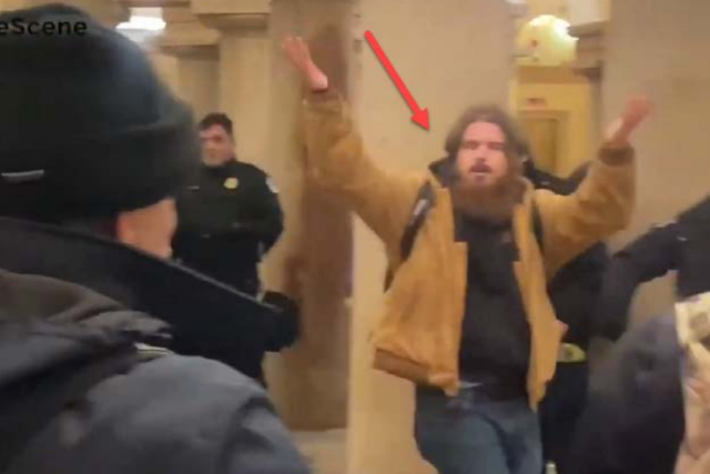 <p>The FBI says video footage shows John Daniel Andries at the Capitol riot on January 6</p>