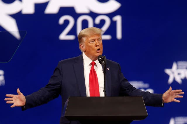 <p>El expresidente de Estados Unidos, Donald Trump, habla en la Conferencia de Acción Política Conservadora (CPAC) en Orlando, Florida, Estados Unidos, el 28 de febrero de 2021. </p>