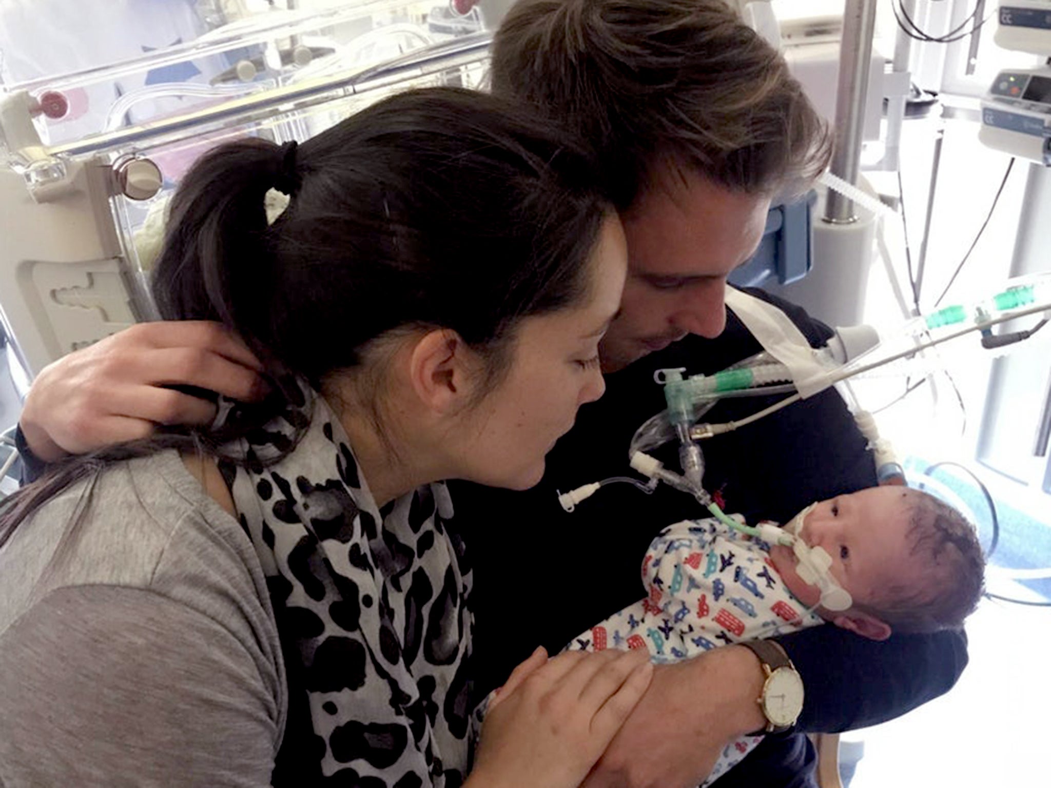 Harry Richford pictured with his parents Tom and Sarah shortly before his death in 2017