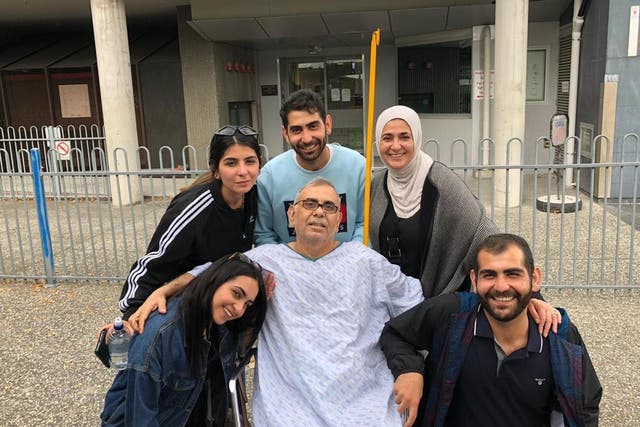Adeeb Sami with his family outside hospital