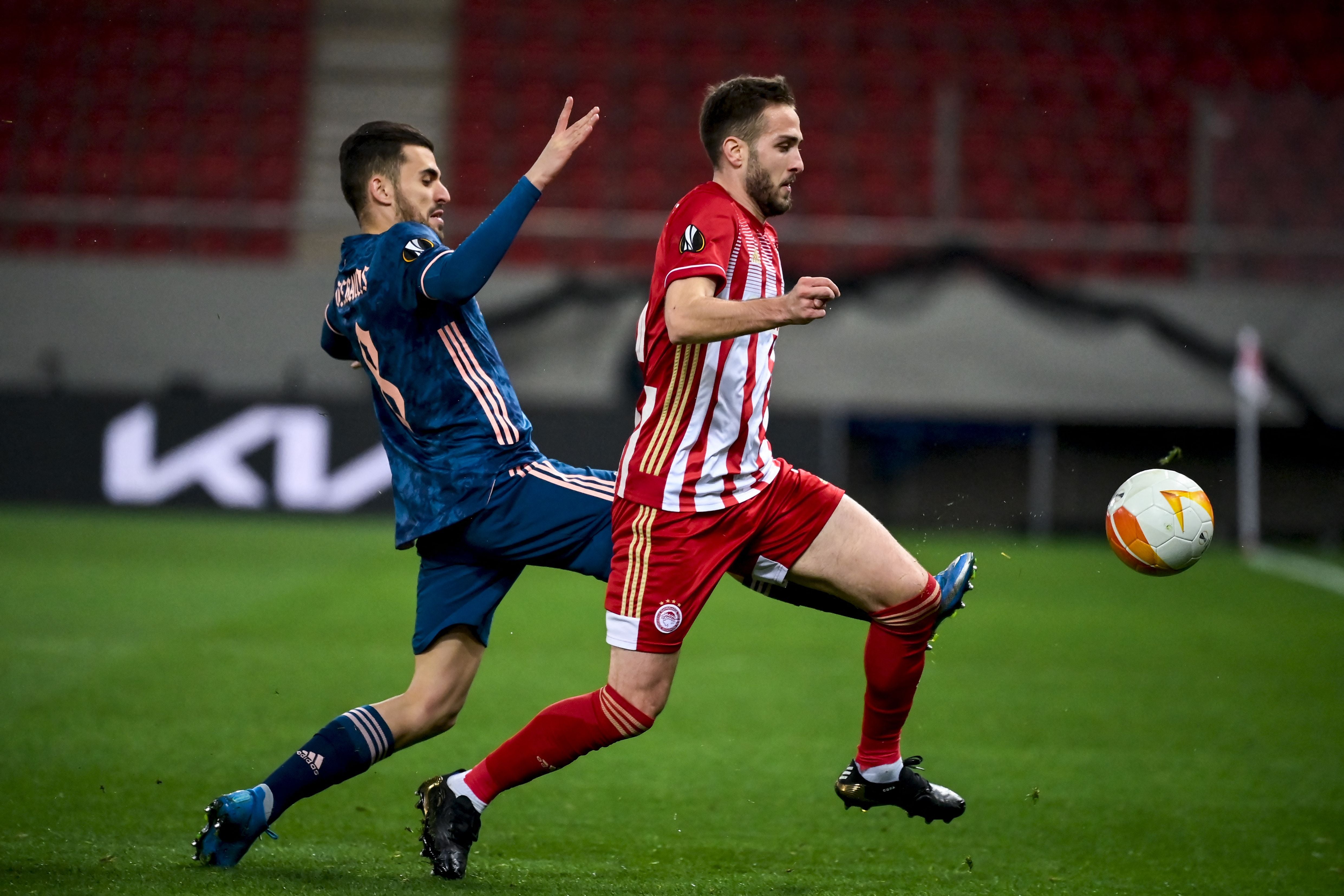 Dani Ceballos (left) was involved in Olympiacos’ goal but played well thereafter
