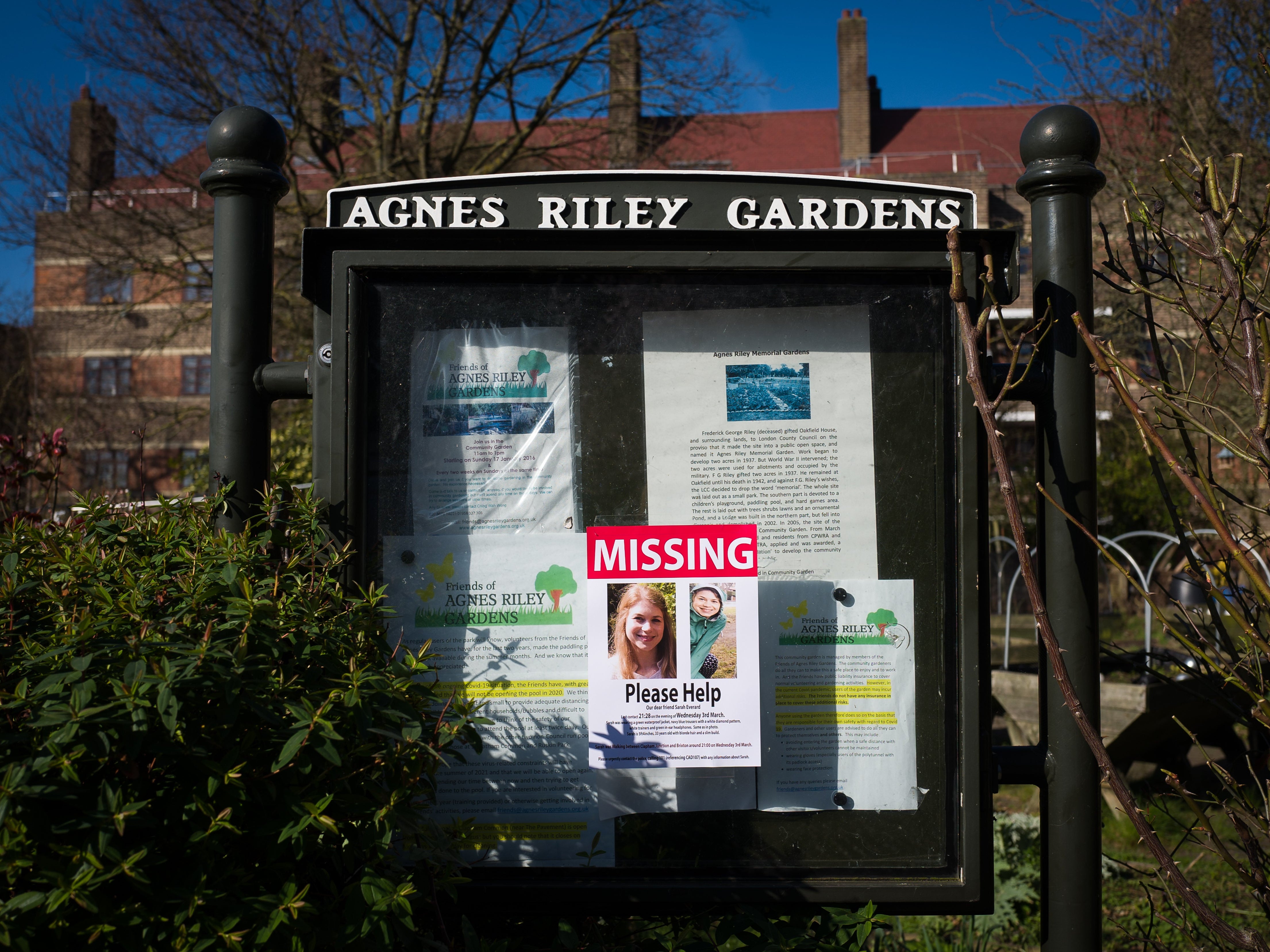 Posters requesting information are seen near Clapham Common during an investigation into the disappearance of Sarah Everard last week