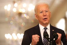 Biden says 4 July cookouts could mark ‘independence from virus’ but warns conditions ‘can change’