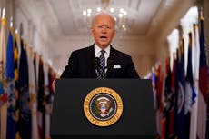 Biden address to nation: President says ‘now is not time to give up’ as he eyes small 4 July events