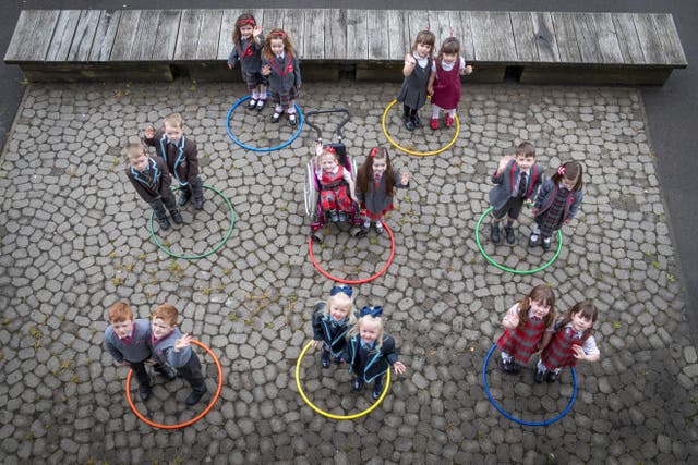 Eight sets of twins are pictured ahead of their first day of school in Scotland. 