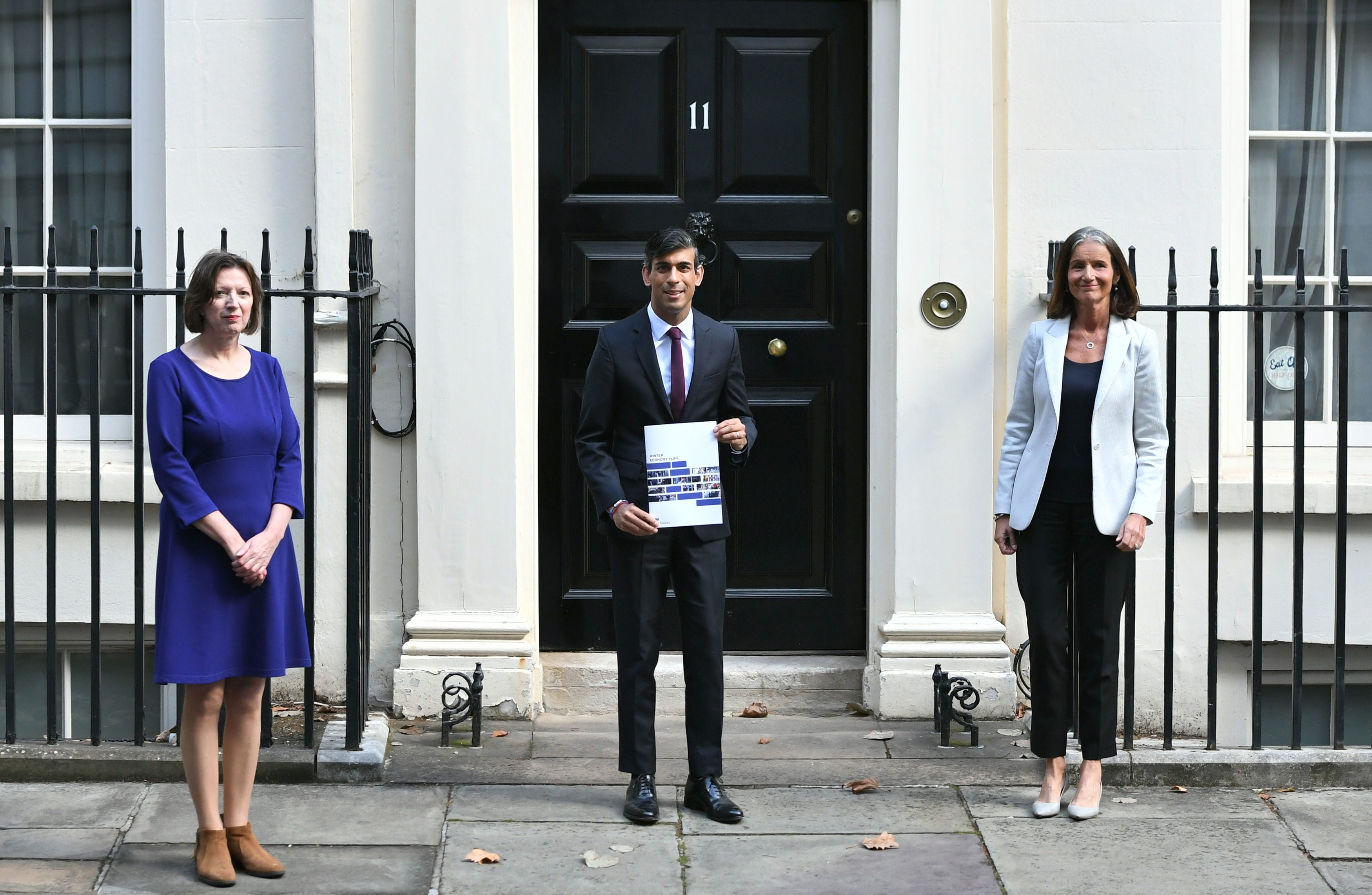 Rishi Sunak with Carolyn Julie Fairbairn (right), director general of the CBI, and Frances O'Grady