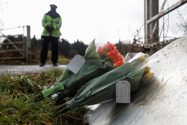 <p>Flowers are placed in Ashford as the investigation into the disappearance of Sarah Everard continues</p>