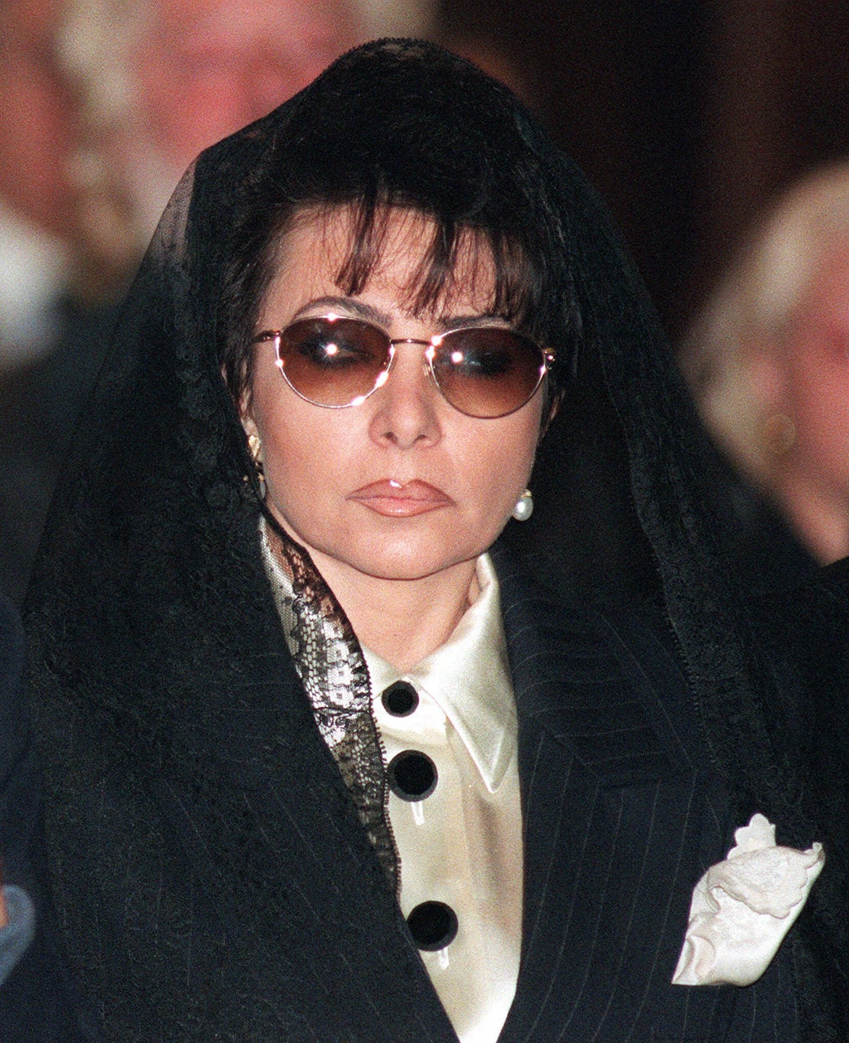 Patrizia Reggiani at Maurizio Gucci’s funeral on 3 April 1995