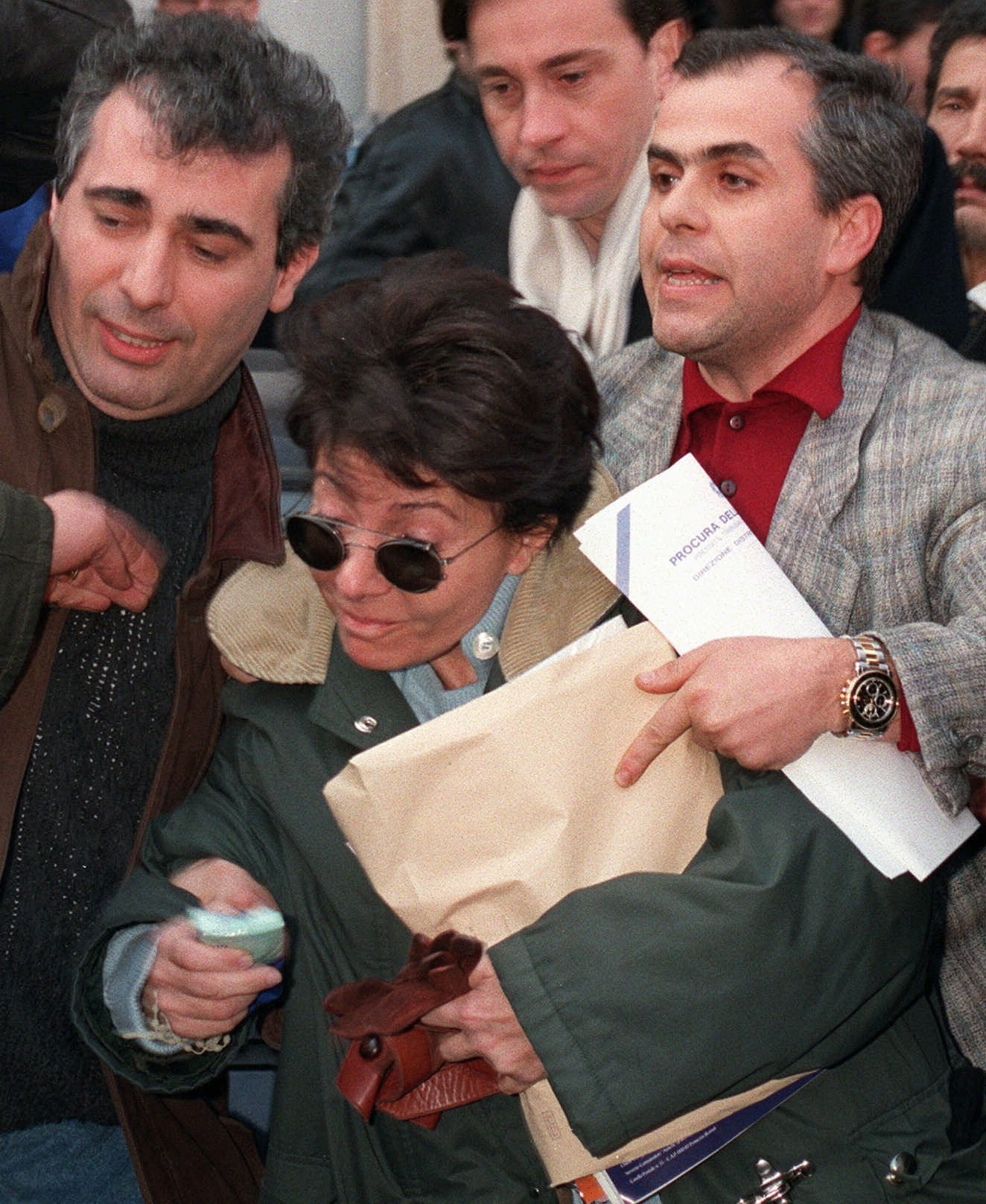 Patrizia Reggiani leaves Milan police headquarters on 31 January 1997