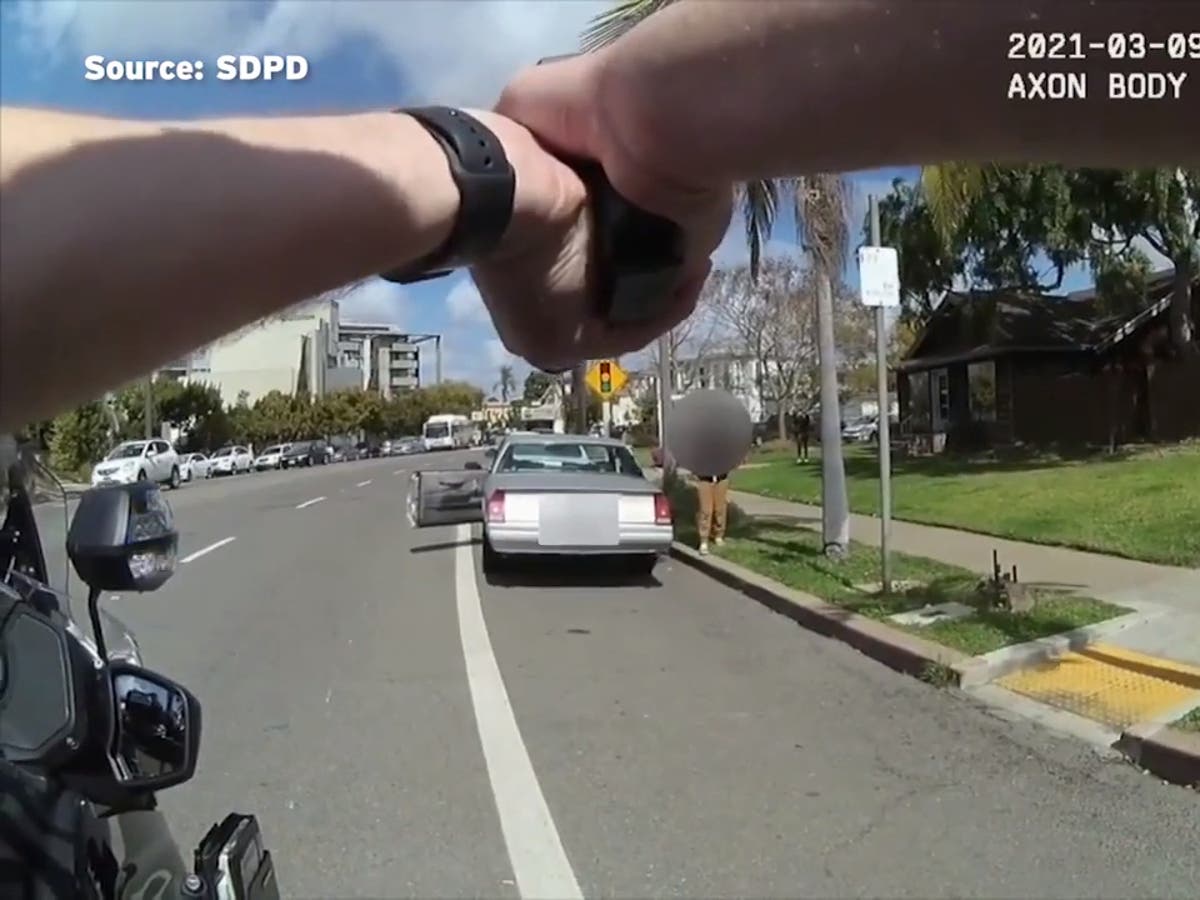 Protests after San Diego police officer pulls gun on father with 8-year-old son in traffic stop Protests after San Diego police officer pulls gun on father with 8-year-old son in traffic stop
