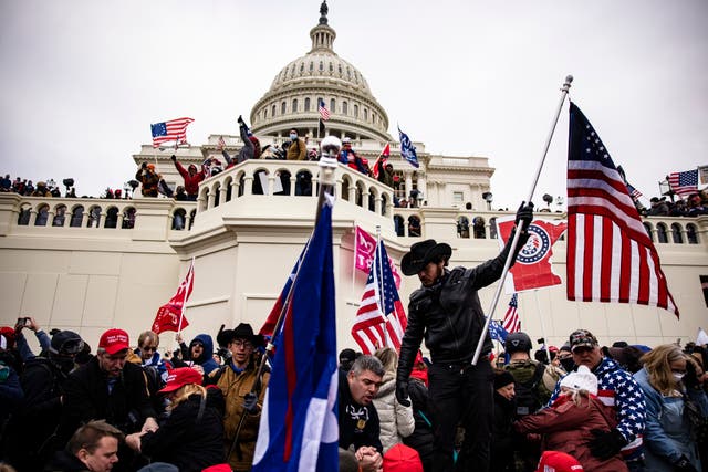 <p>Pro-Trump supporters storm the U.S. Capitol following a rally with President Donald Trump on January 6, 2021 in Washington, DC</p>