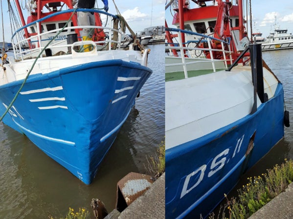 The Vertrouwen swamped the smaller boat as it passed close by