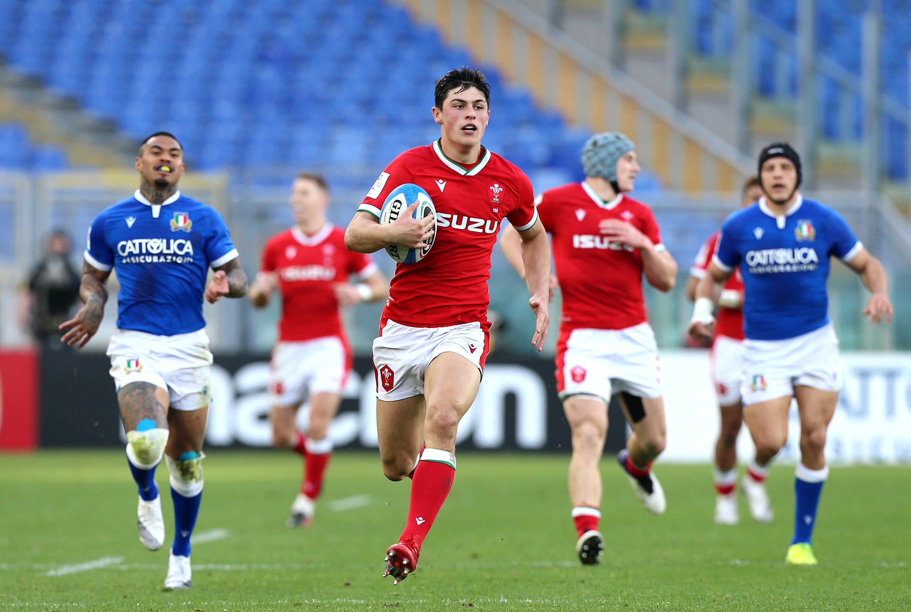 Louis Rees-Zammit scored a great try against Italy