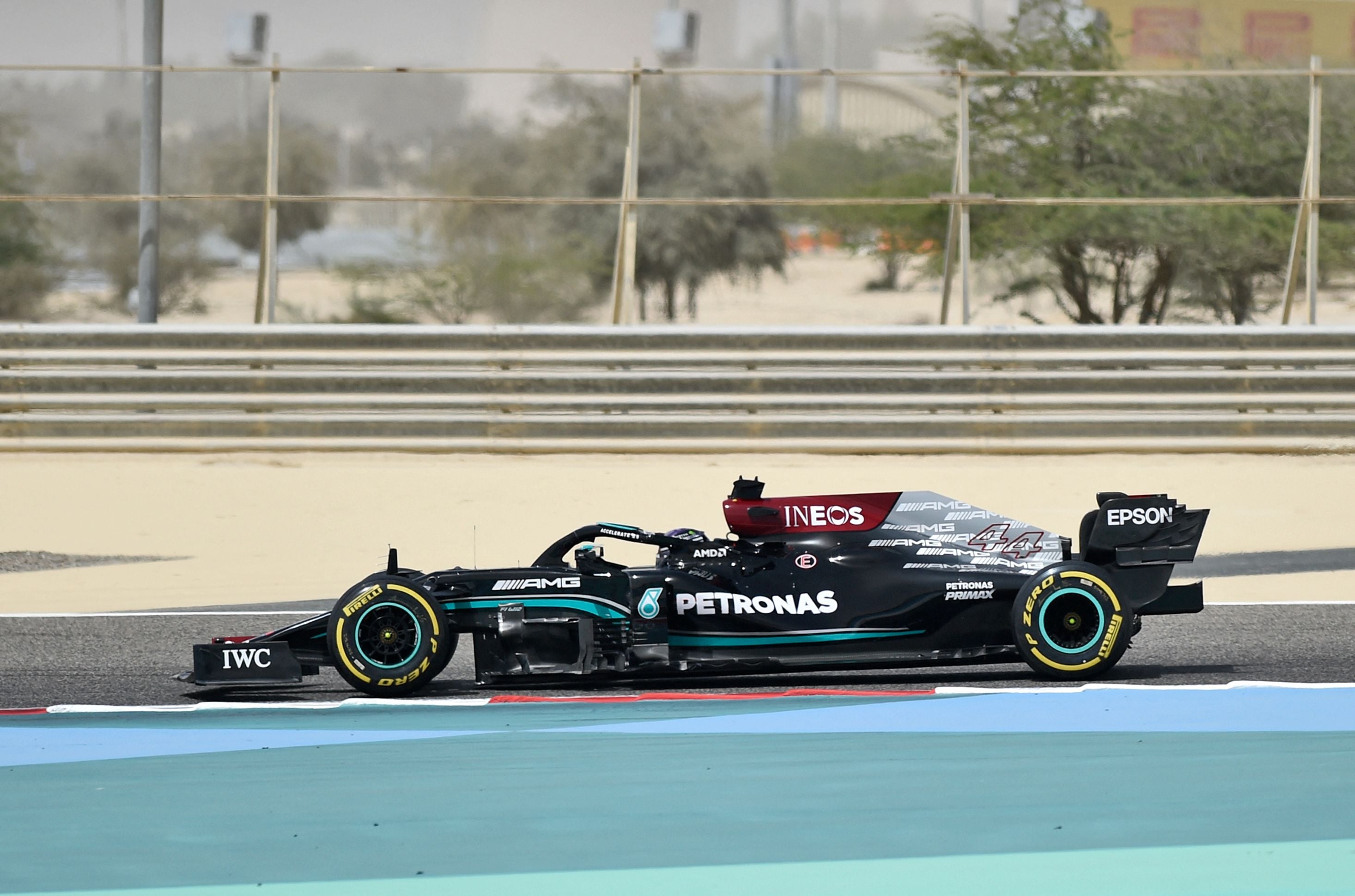 Lewis Hamilton in testing at the Bahrain International Circuit