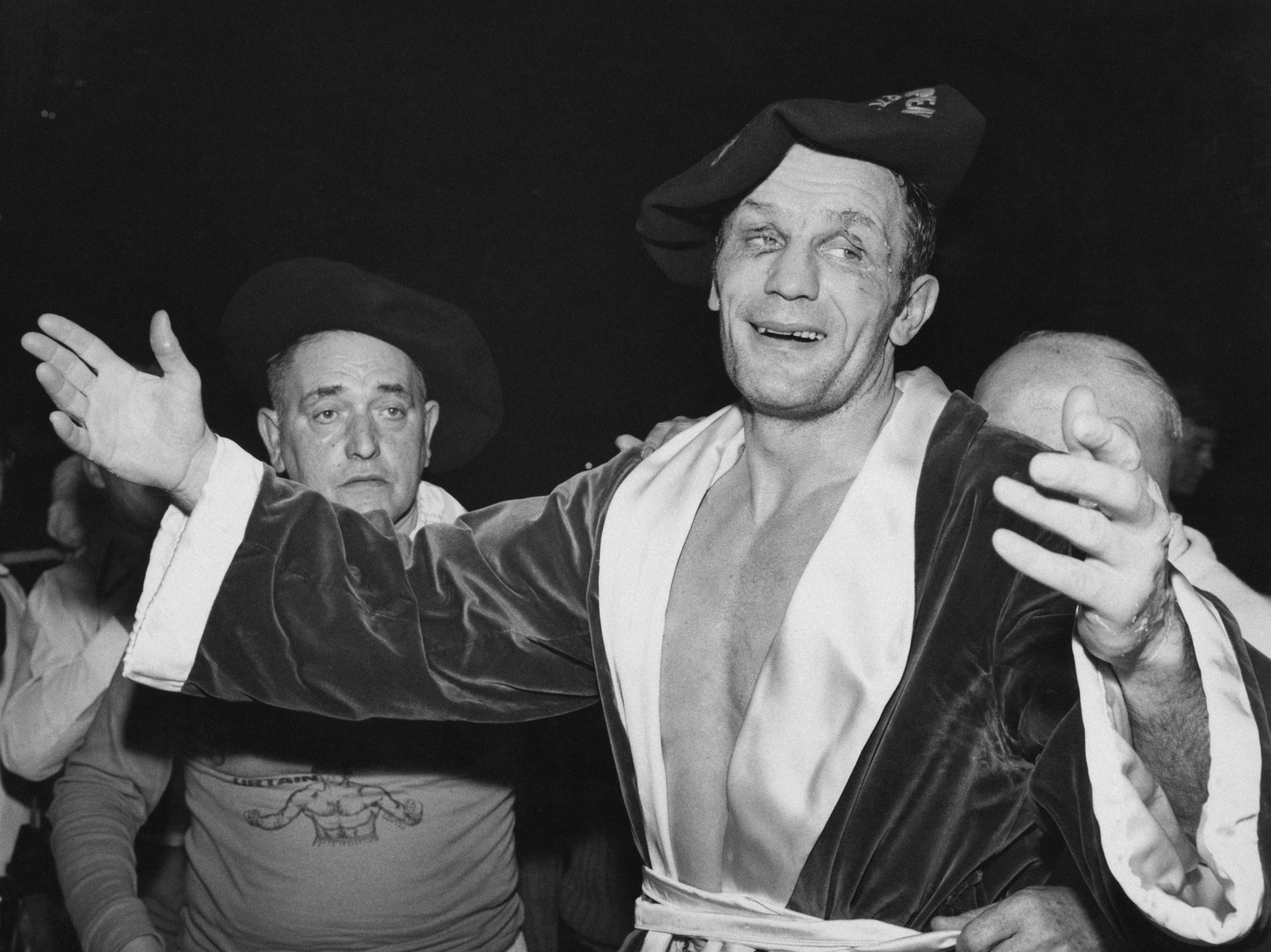 Henry Cooper celebrates regaining the European heavyweight title in 1970