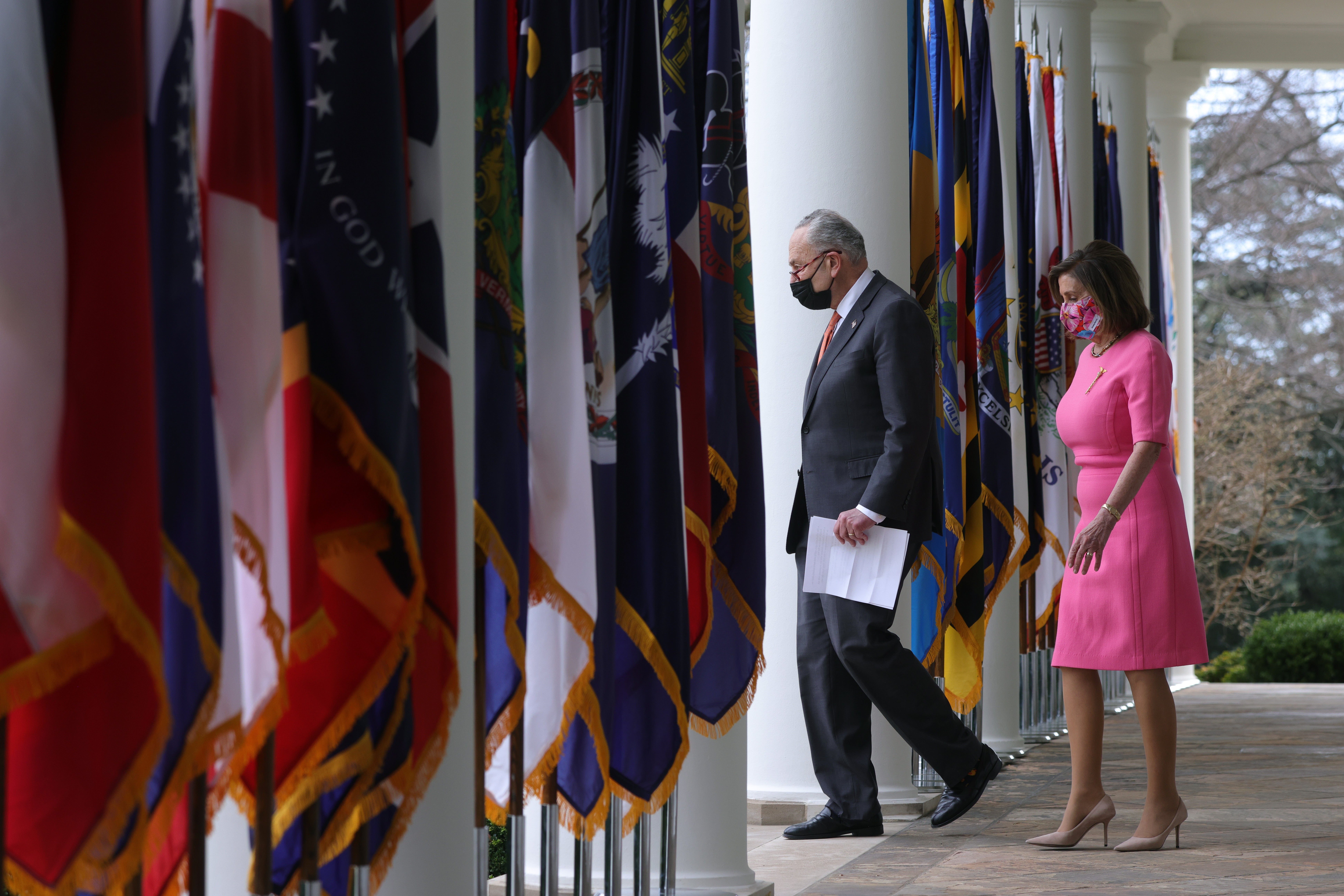 <p>Chuck Schumer and Nancy Pelosi at the White House</p>