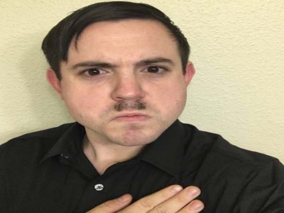 <p>Timothy Hale-Cusanelli pictured in an image recovered from his mobile phone</p>