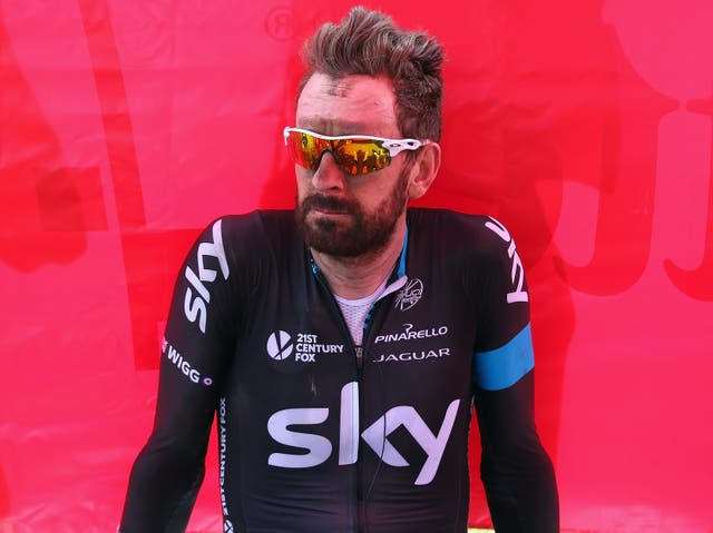 <p>Sir Bradley Wiggins in 2015, during his time with Team Sky</p>