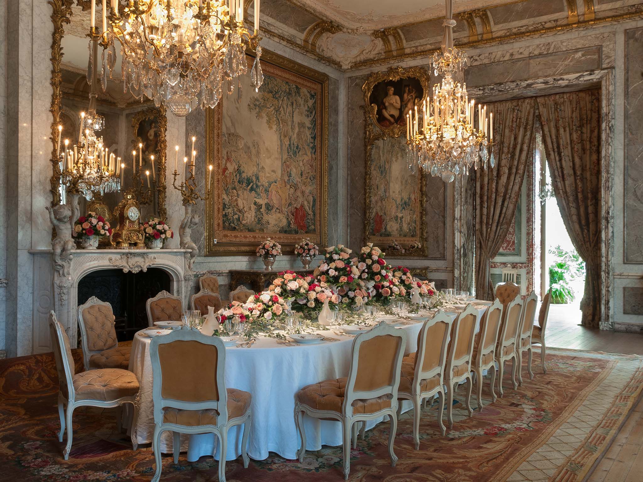 The grand dining room at Waddesdon where the queen dined on six courses