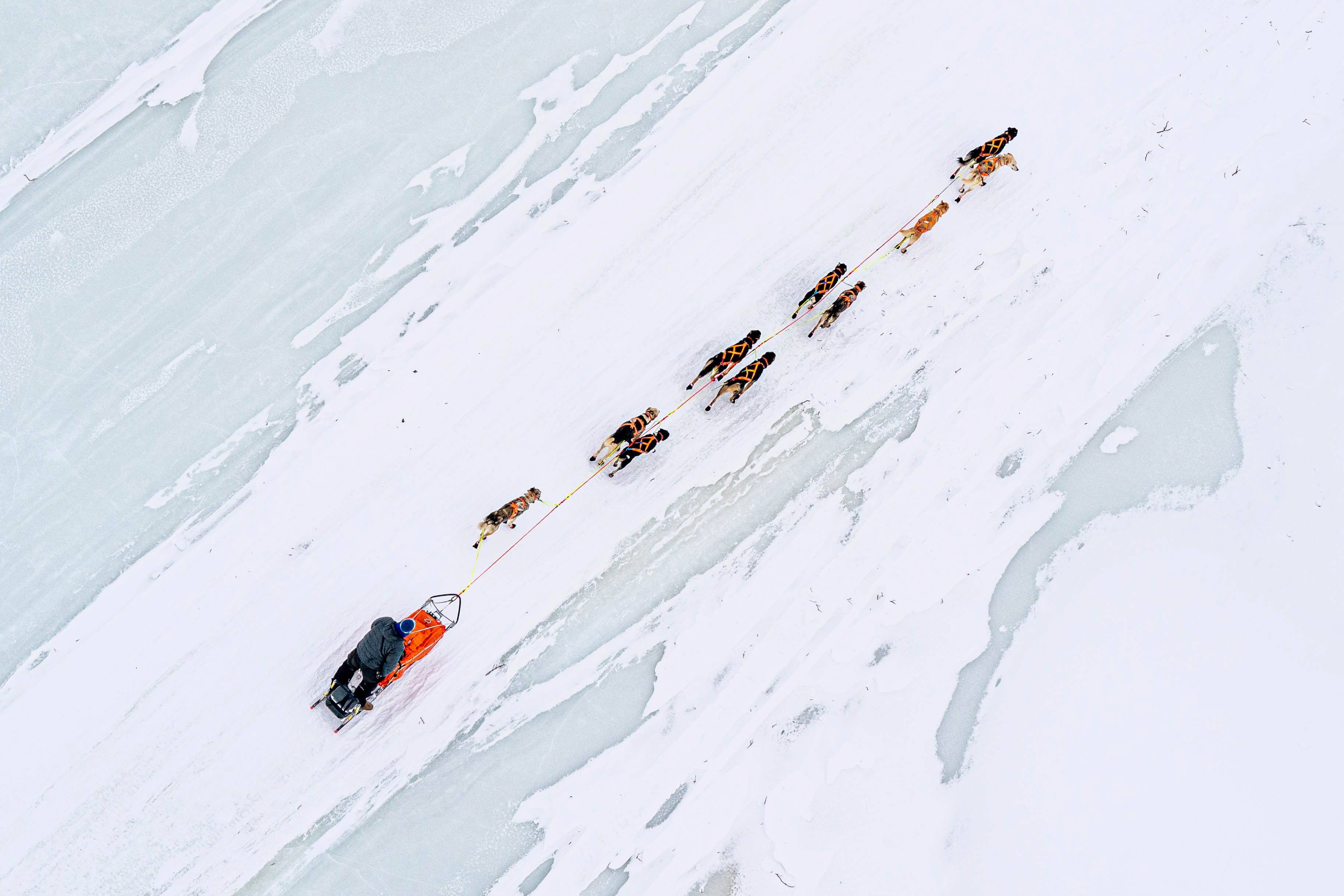 Joar Leifseth Ulsom mushes across Finger Lake