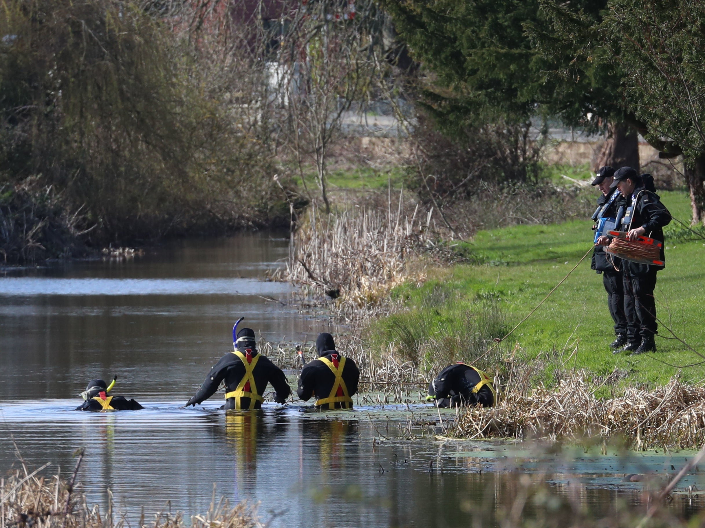 Police divers search near Rope Walk in Sandwich, Kent, as inquiries into the death of Sarah Everard continue