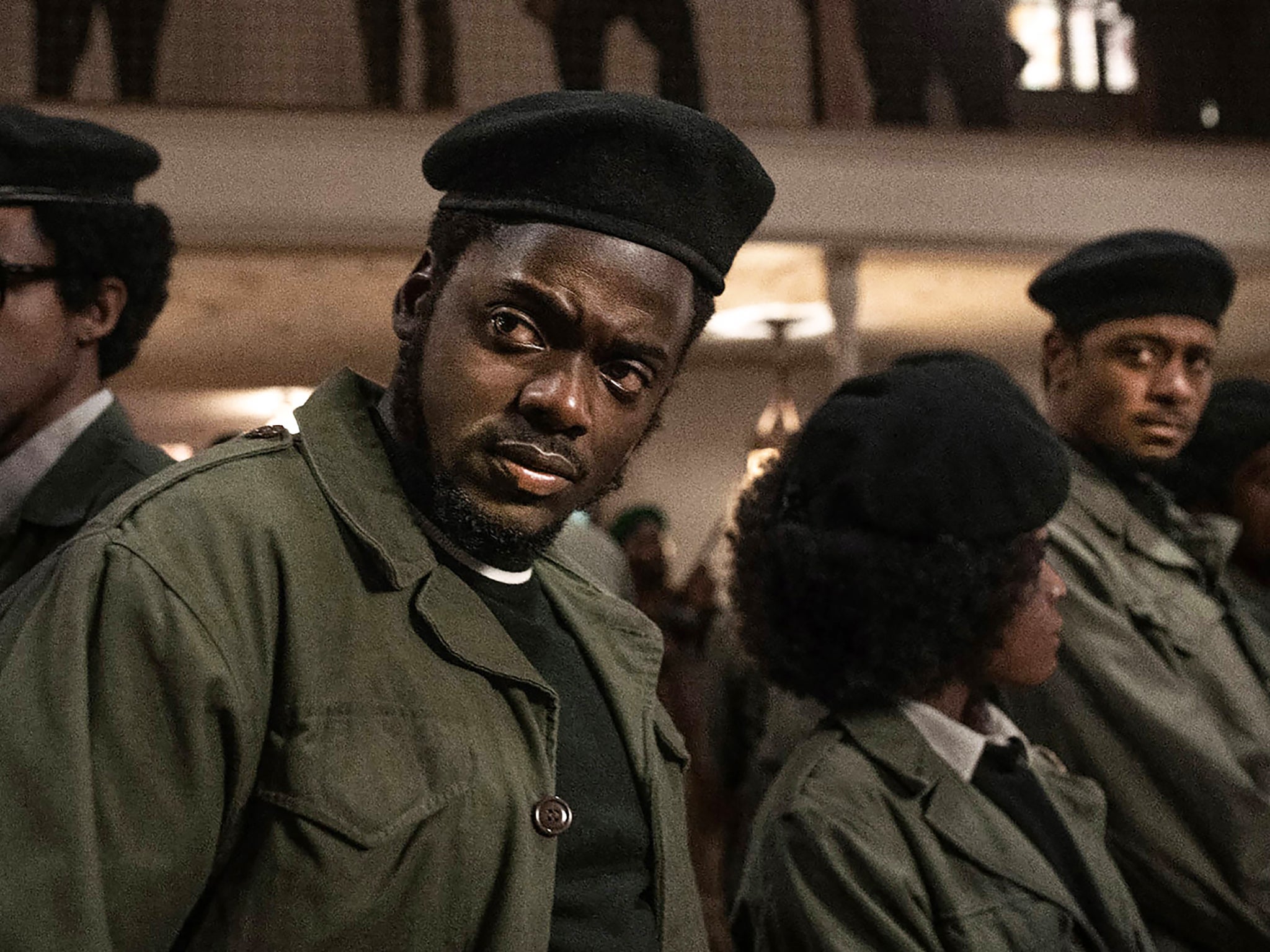 Oscar nominees Daniel Kaluuya and (lurking in the background) Lakeith Stanfield in Judas and the Black Messiah