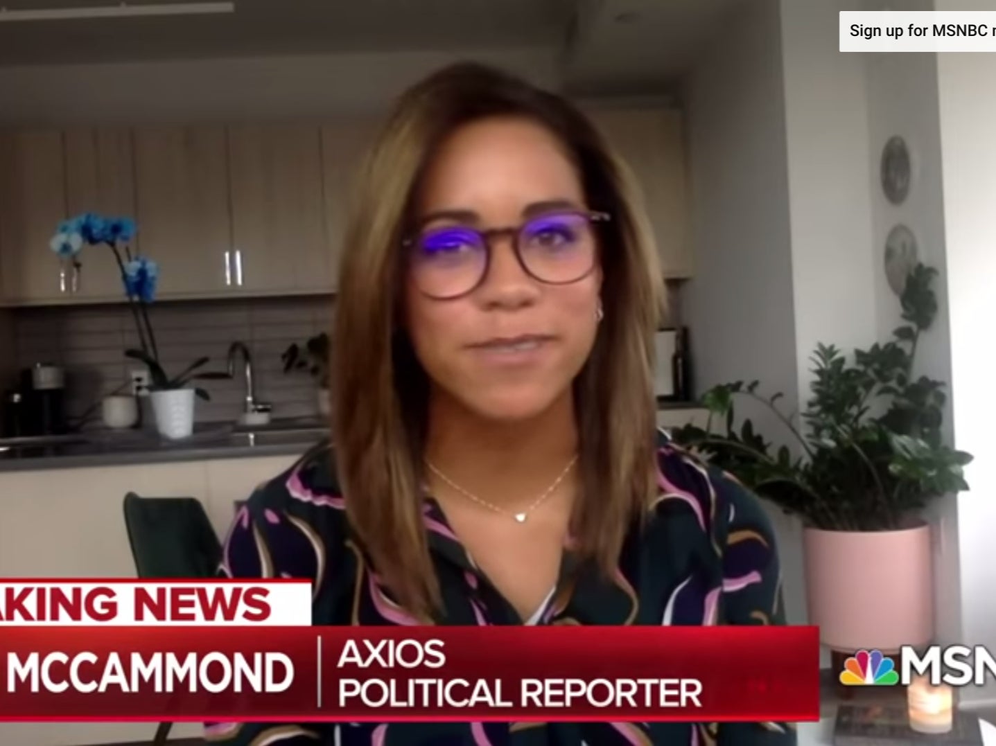 Alex McCammond as a former political reporter, speaking with MSNBC in October 2020
