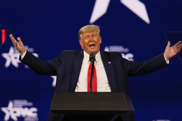 <p>File Image: Former US President Donald Trump addresses the Conservative Political Action Conference (CPAC) held in the Hyatt Regency on 28 February 2021 in Orlando, Florida</p>