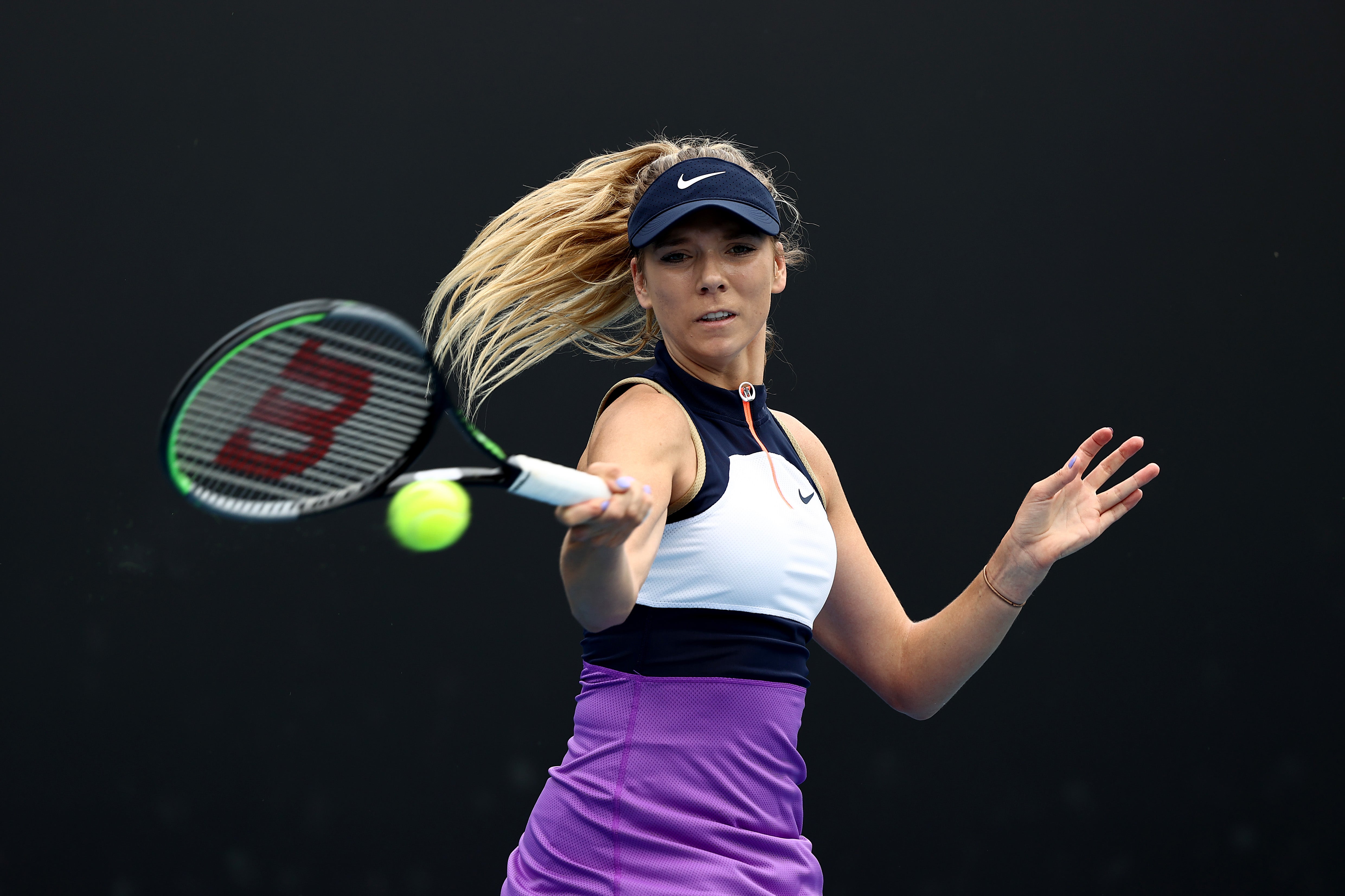 Katie Boulter received treatment during the match