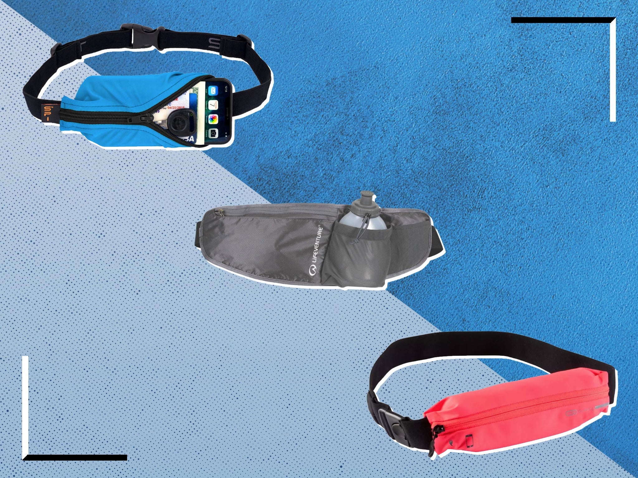 Offing Hydration Waist Running Belt w Two Water Bottles And Zippered Compartment 