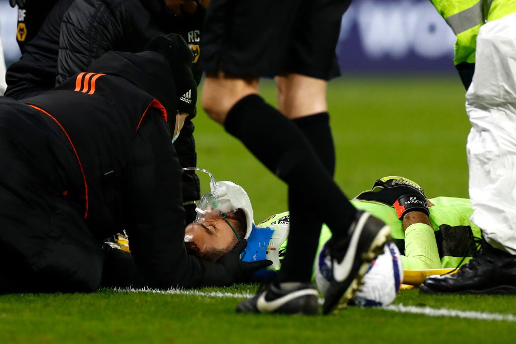 It took medics the best part of ten minutes before they could carry Patricio off the pitch