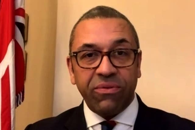 <p>James Cleverly defended government move to increase warhead stockpile by 40 per cent </p>