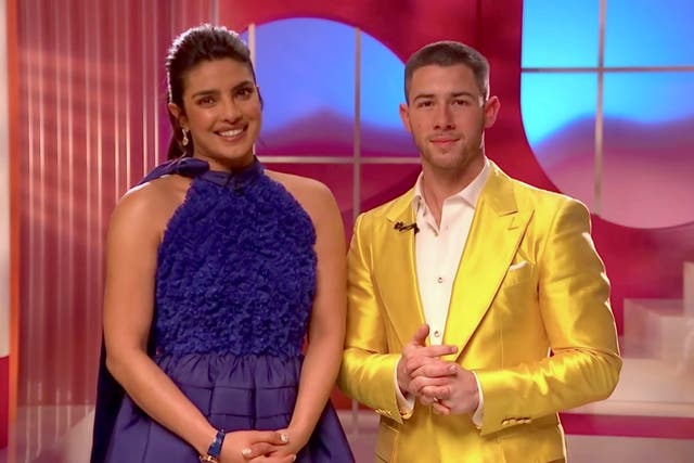 <p>Priyanka Chopra Jonas and Nick Jonas speak at the 93rd Academy Awards Nominations Announcement </p>