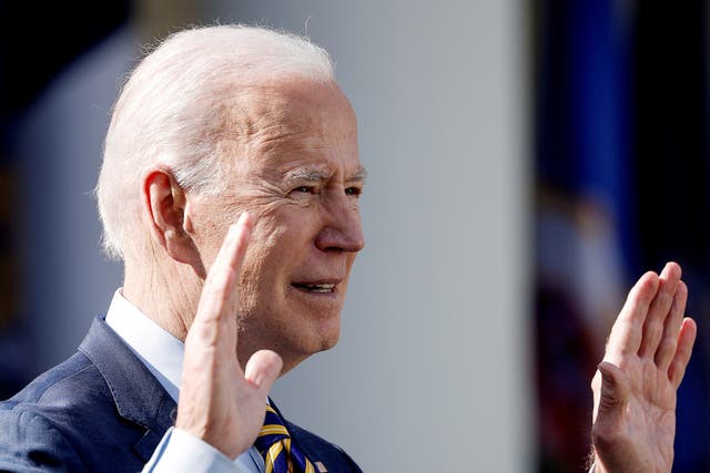 <p>President Joe Biden speaks about the $1.9 trillion "American Rescue Plan Act"  during an event to celebrate the legislation in the Rose Garden at the White House in Washington, 12 March 2021. REUTERS/Tom Brenner/File Photo</p>
