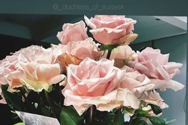 <p>Screenshot of Jessica Mulroney’s Instagram story on Sunday featuring pink roses allegedly sent by her friend Meghan Markle</p>