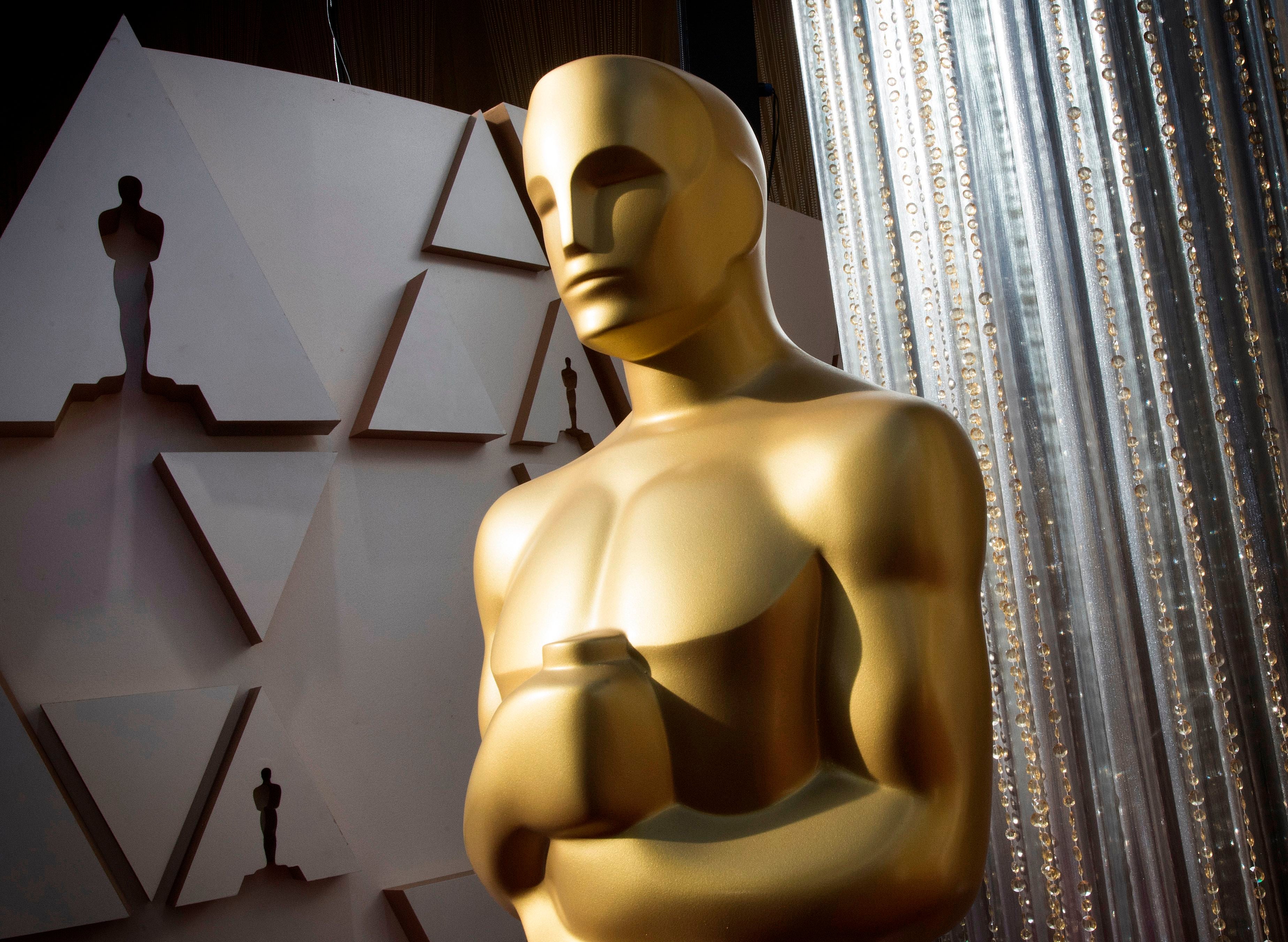 Oscars statue displayed on the red carpet area on the eve of 92nd Oscars at the Dolby Theatre in Hollywood, on 8 February, 2020