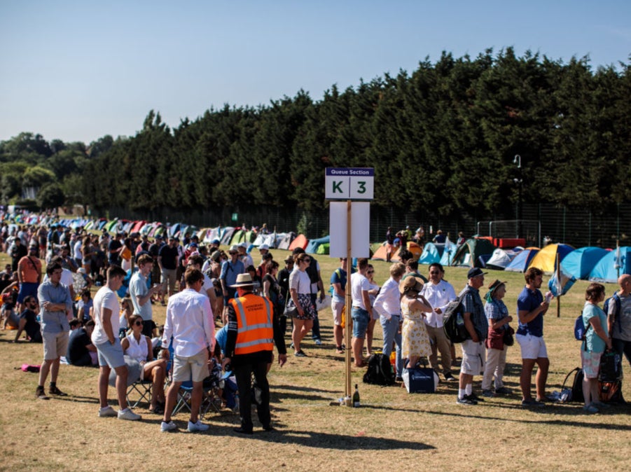 Fans at the public queuing zone in 2018
